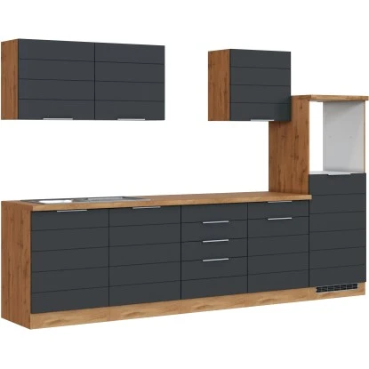 Held Möbel Küchenzeile 300 Cm Matt Grau-Wotaneiche Ohne E-Geräte 5 Held Möbel Küchenzeile 300 Cm Matt Grau-Wotaneiche Ohne E-Geräte – Bild 3