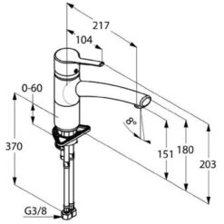 Kludi Trendo Küchenarmatur Edelstahl-Optik -Obi Kuche Geschaft 00940 4628 masszeichnung 3