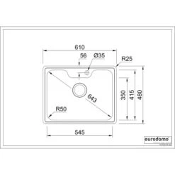 Eurodomo Einbauspüle Bell 61 Cm Edelstahl Glatt -Obi Kuche Geschaft 010550550 bell 60 skizze 5
