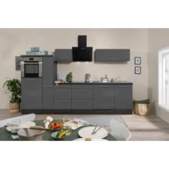 Respekta Premium Küchenzeile 310 Cm Hochbau Grau Hochglanz-Eiche Grau -Obi Kuche Geschaft 0173 RP310HEG Kchenzeile 2