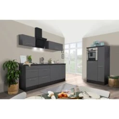 Respekta Premium Küchenzeile 310 Cm Hochbau Grau Hochglanz-Eiche Grau -Obi Kuche Geschaft 0173 RP310HEG Kchenzeile 3