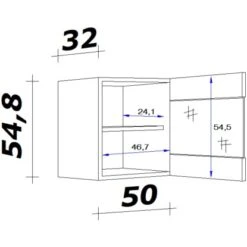 Flex-Well Exclusiv Glas-Oberschrank Capri 50 Cm Schwarz Matt-Endgrain Oak -Obi Kuche Geschaft 047584070377 4051 VM HGH50