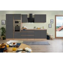 Respekta Premium Küchenzeile Grifflos 335 Cm Grau Hochglanz-Eiche Sägerau -Obi Kuche Geschaft 0477 4384 GLRP335HESGGKE 2