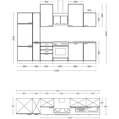 Flex-Well Exclusiv Küchenzeile Capri 310 Cm Schwarz Matt-Endgrain Oak 13 Flex-Well Exclusiv Küchenzeile Capri 310 Cm Schwarz Matt-Endgrain Oak – Bild 11