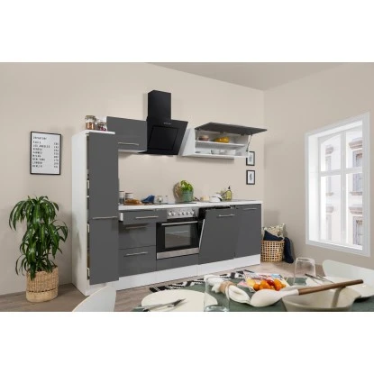 Respekta Premium Küchenzeile 250 Cm Grau Hochglanz-Weiß 3 Respekta Premium Küchenzeile 250 Cm Grau Hochglanz-Weiß