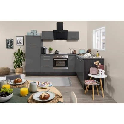 Respekta Premium Winkelküche 260 X 200 Cm Grau Hochglanz-Eiche Grau 5 Respekta Premium Winkelküche 260 X 200 Cm Grau Hochglanz-Eiche Grau – Bild 3