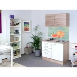 Flex-Well Classic Miniküche Florida 100 Cm Weiß Eiche Sonoma