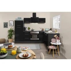 Respekta Premium Winkelküche 260 X 200 Cm Schwarz Hochglanz-Eiche Grau -Obi Kuche Geschaft 1007 RP260ESC Kchenzeile 2