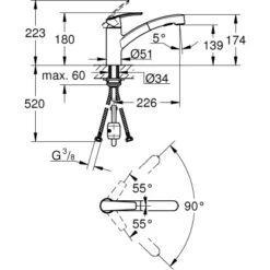 Grohe Einhand-Küchenarmatur Start Chrom Herausziehbar -Obi Kuche Geschaft 101551 4520 2