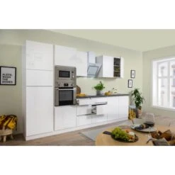 Respekta Premium Küchenzeile Grifflos 335 Cm Weiß Hochglanz-Weiß -Obi Kuche Geschaft 10568 4384 122020 Seitlich