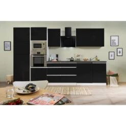 Respekta Premium Küchenzeile Grifflos 345 Cm Schwarz Hochglanz-Weiß -Obi Kuche Geschaft 11319 4384 GLRP345HWSGKE 2