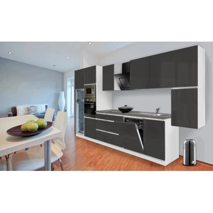 Respekta Premium Küchenzeile Grifflos 395 Cm Grau Hochglanz-Weiß 19 Respekta Premium Küchenzeile Grifflos 395 Cm Grau Hochglanz-Weiß – Bild 17