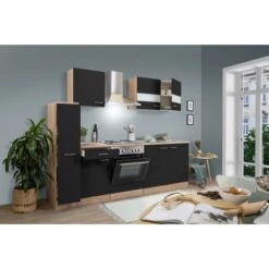Respekta Küchenzeile KB240ESS 240 Cm Schwarz-Eiche -Obi Kuche Geschaft 1258433 KB240ESS 01
