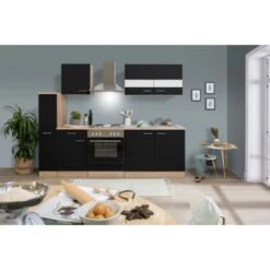 Respekta Küchenzeile KB240ESS 240 Cm Schwarz-Eiche