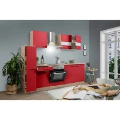 Respekta Küchenzeile KB240ESRC 240 Cm Rot-Eiche -Obi Kuche Geschaft 1258730 KB240ESRC 01
