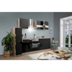 Respekta Küchenzeile KB240ESSC 240 Cm Schwarz-Eiche -Obi Kuche Geschaft 1258789 KB240ESSC 01