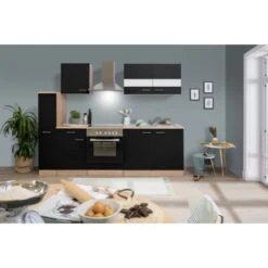 Respekta Küchenzeile KB240ESSC 240 Cm Schwarz-Eiche