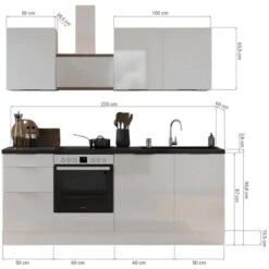 Respekta Selection Küchenzeile Elisabeth RS220WGH 220 Cm Grau-Weiß -Obi Kuche Geschaft 145302 4384 3