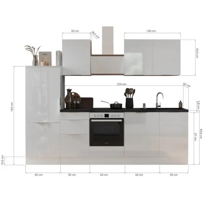 Respekta Selection Küchenzeile Elisabeth RS280WGH 280 Cm Grau-Weiß 5 Respekta Selection Küchenzeile Elisabeth RS280WGH 280 Cm Grau-Weiß – Bild 3