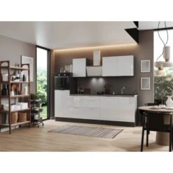 Respekta Selection Küchenzeile Elisabeth RS280HGWH 280 Cm Weiß-Grau