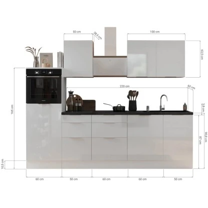 Respekta Selection Küchenzeile Elisabeth RS280HGWH 280 Cm Weiß-Grau 5 Respekta Selection Küchenzeile Elisabeth RS280HGWH 280 Cm Weiß-Grau – Bild 3