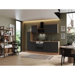 Respekta Selection Küchenzeile Elisabeth RS250AGH 250 Cm Grau-Artisan Eiche Nb.