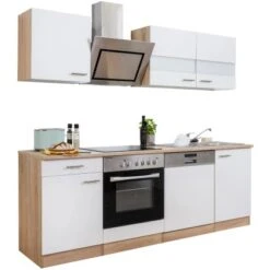 Respekta Economy Küchenzeile KB220ESWSC 220 Cm Weiß-Eiche Sägerau Glänzend -Obi Kuche Geschaft 1711795 KB220ESWSC 04