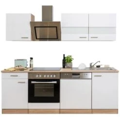 Respekta Economy Küchenzeile KB220ESWSC 220 Cm Weiß-Eiche Sägerau Glänzend -Obi Kuche Geschaft 1711795 KB220ESWSC 06