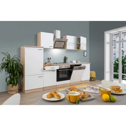 Respekta Economy Küchenzeile KB280ESWS 280 Cm Weiß-Eiche Sägerau 5 Respekta Economy Küchenzeile KB280ESWS 280 Cm Weiß-Eiche Sägerau – Bild 3