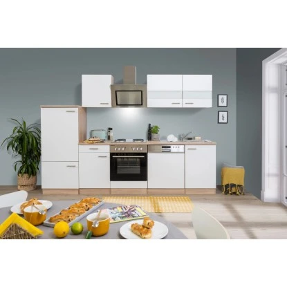 Respekta Economy Küchenzeile KB280ESWS 280 Cm Weiß-Eiche Sägerau 3 Respekta Economy Küchenzeile KB280ESWS 280 Cm Weiß-Eiche Sägerau