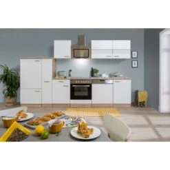 Respekta Economy Küchenzeile KB310ESWSC 310 Cm Weiß-Eiche Sägerau