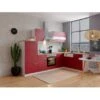 Respekta Winkelküche KBL280WRCG 280 X 172 Cm Rot-Weiß-Butcher Nussbaum