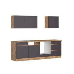 Held Möbel Küchenzeile Turin 240 Cm Graphit-Wotaneiche Ohne E-Geräte -Obi Kuche Geschaft 1877 11016600 1102.6311 1b