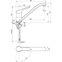 Ideal Standard Küchenarmatur Ceraflex BlueStart Chrom -Obi Kuche Geschaft 188267 3049 5