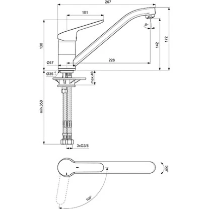 Ideal Standard Küchenarmatur Ceraflex Mit Niederdruck BlueStart Chrom 6 Ideal Standard Küchenarmatur Ceraflex Mit Niederdruck BlueStart Chrom – Bild 4