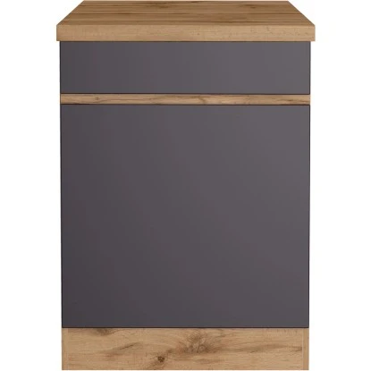 Held Möbel Küchenunterschrank Turin 60 Cm 1 Tür 1 Schublade Graphit/Wotaneiche 4 Held Möbel Küchenunterschrank Turin 60 Cm 1 Tür 1 Schublade Graphit/Wotaneiche – Bild 2