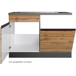 Held Möbel Spülenunterschrank Turin 120 Cm Mit GSP-Blende Wotaneiche/Graphit -Obi Kuche Geschaft 189425 11016600 S 03