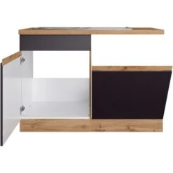 Held Möbel Spülenunterschrank Turin 120 Cm Mit GSP-Blende Graphit/Wotaneiche -Obi Kuche Geschaft 189434 11016600 S 02