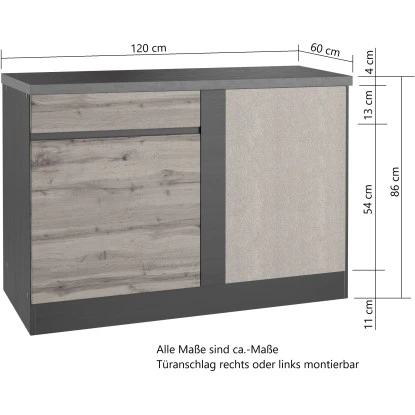 Held Möbel Küchen-Eckschrank Turin 120 Cm Graphit/Wotaneiche 6 Held Möbel Küchen-Eckschrank Turin 120 Cm Graphit/Wotaneiche – Bild 4