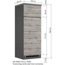 Held Möbel Umbauschrank Für Kühl/Gefrierkombi Turin 60 Cm Graphit/Wotaneiche -Obi Kuche Geschaft 189543 11016600 VM 07
