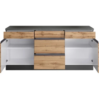 Held Möbel Küchenunterschrank Turin 180 Cm Wotaneiche/Graphit 5 Held Möbel Küchenunterschrank Turin 180 Cm Wotaneiche/Graphit – Bild 3