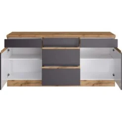 Held Möbel Küchenunterschrank Turin 180 Cm Graphit/Wotaneiche -Obi Kuche Geschaft 189687 11016600 S 02