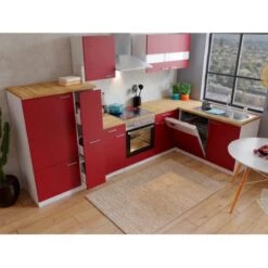 Respekta Winkelküche KBL310WRCG 310 X 172 Cm Rot-Weiß-Butcher Nussbaum -Obi Kuche Geschaft 194 4384 neu KBL310WRCG 03