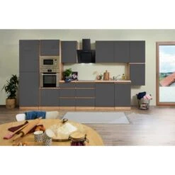 Respekta Premium Küchenzeile Grifflos 395 Cm Grau Hochglanz-Eiche Sägerau -Obi Kuche Geschaft 1988 4384 GLRP395HESGGKE 2