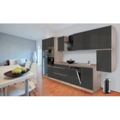 Respekta Premium Küchenzeile Grifflos 395 Cm Grau Hochglanz-Eiche Sägerau -Obi Kuche Geschaft 1988 4384 glrp395hesggke 2 1