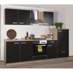 Küchenzeile Litra 270 Cm Lava Melamin-Sonoma Eiche Kühlschrank Rechts -Obi Kuche Geschaft 19 litra 270 lava glask re