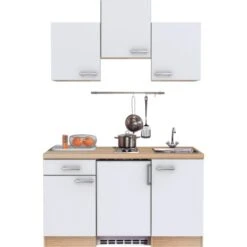 Flex-Well Exclusiv Küchenzeile Abaco 150 Cm Perlmutt Glänzend-Akazie -Obi Kuche Geschaft 1 4051 Singleblock Abaco 1 1