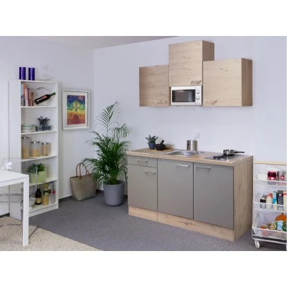 Flex-Well Singleküche Arizona 150 Cm Quarz Cubanit-San Remo Eiche 3 Flex-Well Singleküche Arizona 150 Cm Quarz Cubanit-San Remo Eiche