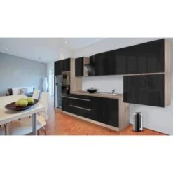 Respekta Premium Küchenzeile Grifflos 435 Cm Schwarz Hochglanz-Eiche Sägerau -Obi Kuche Geschaft 2119 4384 glrp435hessgke 2 1