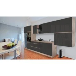 Respekta Premium Küchenzeile Grifflos 435 Cm Grau Hochglanz-Eiche Sägerau -Obi Kuche Geschaft 2135 4384 glrp435hesggke 2 1